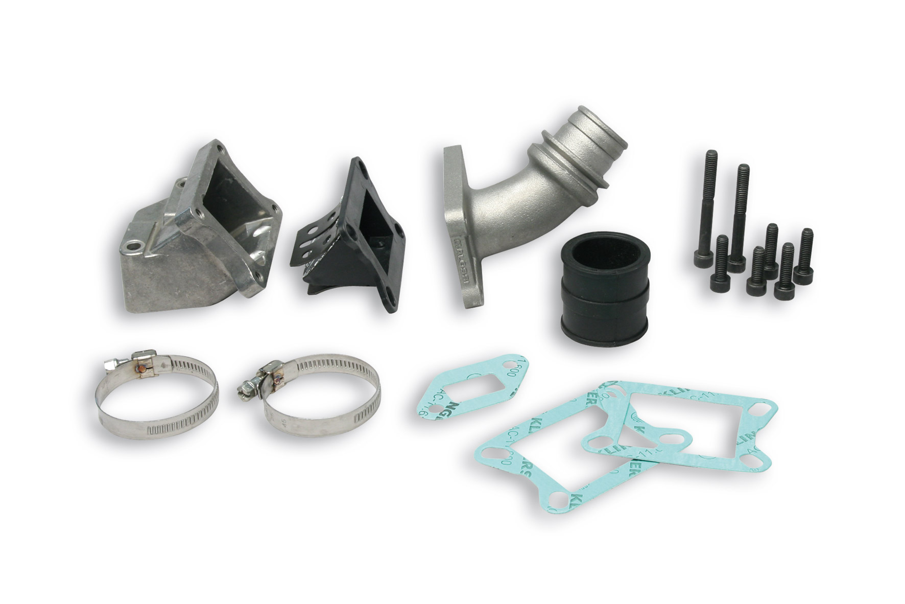 Malossi Reed valve manifold assembly for PHBL 25 crankcase Vespa PK 125 2T